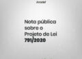 Nota pública sobre o Projeto de Lei 791/2020